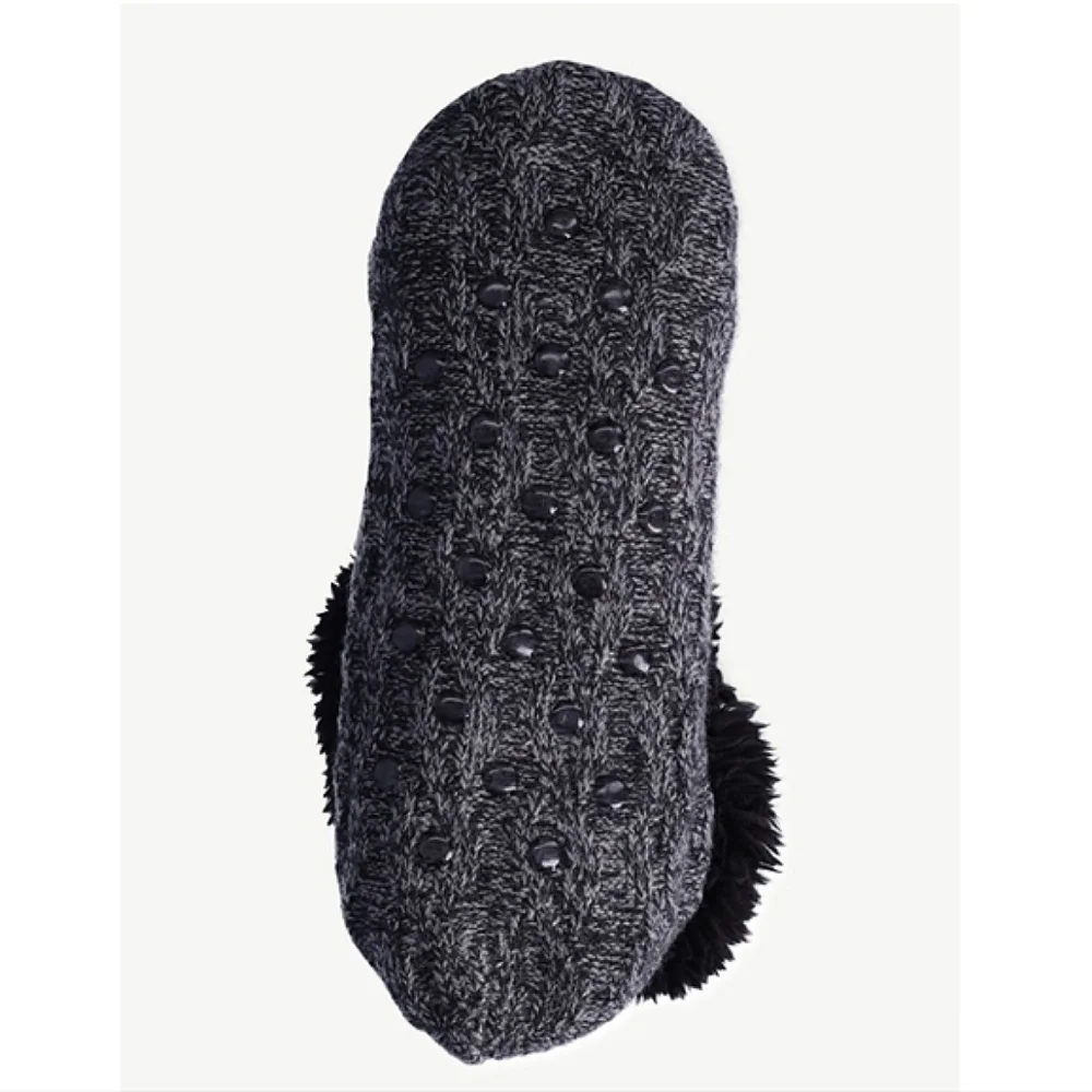 2-Pack Joyspun Black Stripe Knit Slipper Socks - Women's size 4-10